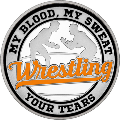 Orange "Wrestling" with Black Outer Circular Borders